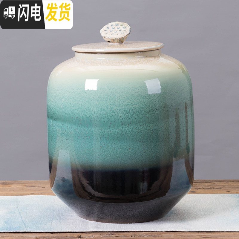 三维工匠景德镇陶瓷米缸大米桶50斤家用20斤装储米箱带盖密封防虫防潮米桶收纳桶高清大图