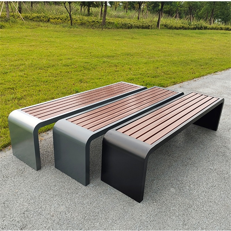 易企采 120CM公园椅户外长椅子休闲庭院露天塑木室外不锈钢长条凳排椅公共座椅物业休闲长椅 120CM颜色可选