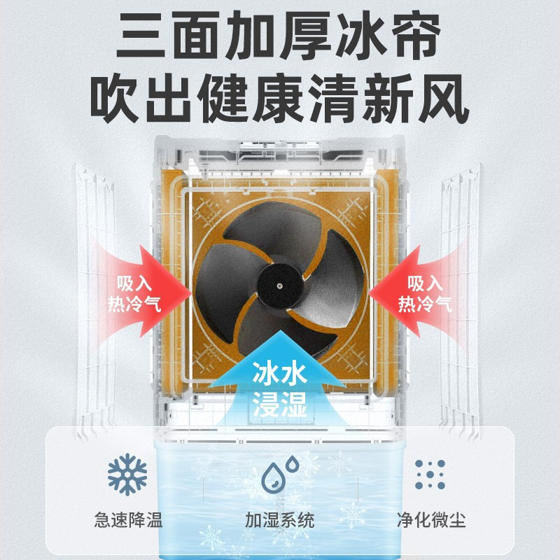 奥克斯空调扇家用制冷器小型空调冷风扇单水冷宿舍制冷冷风机 遥控款高清大图