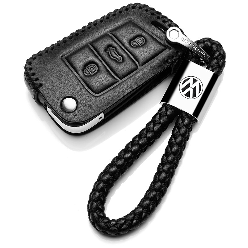 【补贴10%】上汽大众帕萨特钥匙套2020款专用真皮钥匙包17/18款帕萨特钥匙扣汽车钥匙包 D款黑色+绳（插入式启动半包）17-18款