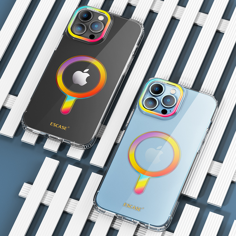 ESCASE苹果iPhone13Promax手机壳Magsafe磁吸彩虹透明防摔2021硅胶软边超薄手机保护套男女款适用