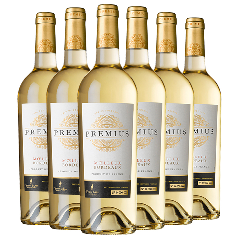 法国原瓶进口 普莱密斯 庄园半甜白葡萄酒PREMIUSYVONMAUMOELLEUX 整箱装750ml*6