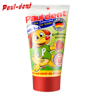 宝儿德paul dent德国进口宝宝儿童可吞食牙膏 草莓味(1-6岁)乳牙牙膏 防蛀 水果味 单支装50g 儿童牙膏