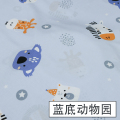 人造棉布料宝宝衣服绵绸服装面料儿童棉布睡衣夏季棉绸布 蓝底动物园（半米价）_559