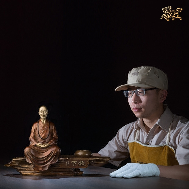 美帮汇全铜摆件《弘一法师之放下》铜工艺品 家居饰品 礼品 摆件高清大图
