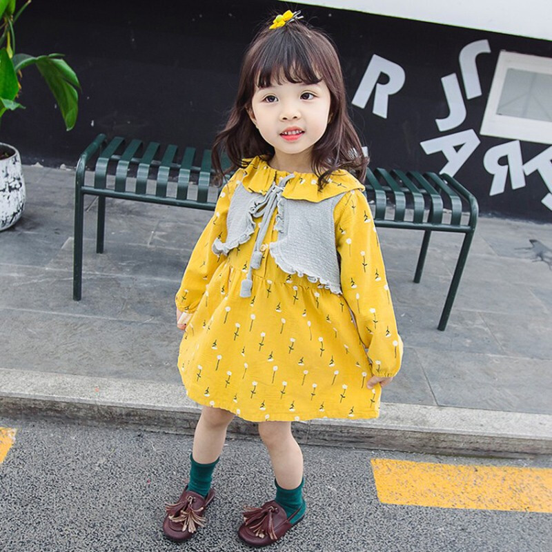 时尚小女孩马甲披肩裙两件套1-3-5-6岁女宝宝春秋季长袖小女孩衣服