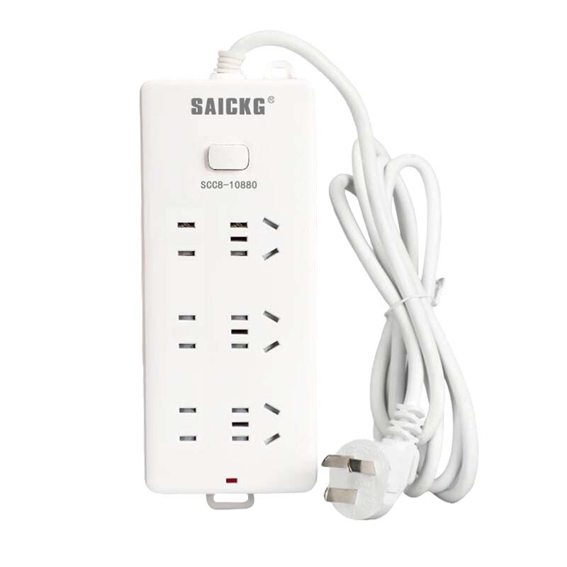 SAICKG SCC8-10880 三位5孔 三位2孔 1.8M 2500W 插排(单位:个)白