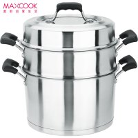 美厨(maxcook)二层蒸锅 不锈钢加厚复底26cm 电磁炉通用 蒸煮两用可叠放 爱家系列MCGJ-AJ026
