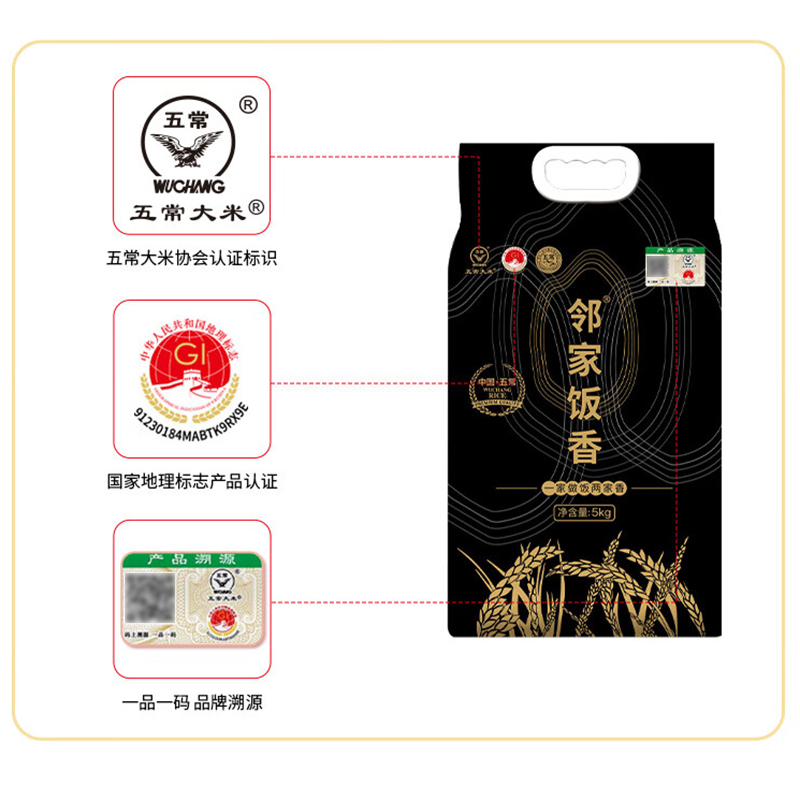 邻家饭香大米香龙凤山核心产区五常大米稻花香5kg*1袋LJFX149高清大图
