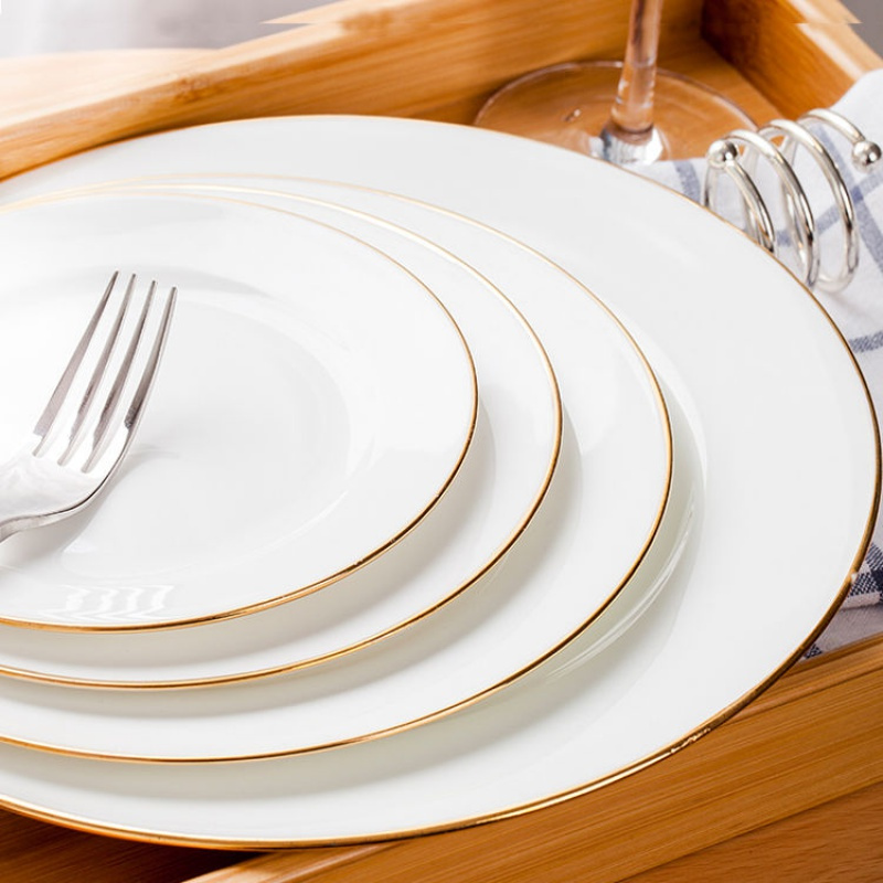 苏宁放心购欧式金边陶瓷西餐盘子碟子菜盘早餐盘牛排盘平盘餐具家用