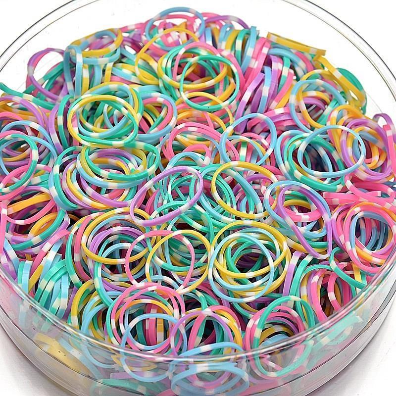 不伤发袋装儿童彩色胶圈橡皮筋一次性扎头发圈基础发绳头饰女孩黑实色