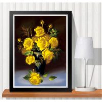 5d魔方钻石画满钻十字绣客厅玫瑰花卉小幅新款水晶全粘贴珠砖卧室