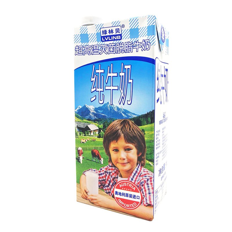 奥地利原装进口 绿林贝UHT脱脂纯牛奶1L*6 进口食品