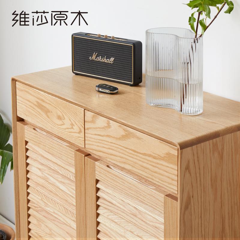 森美人全实木百叶鞋柜家用口大容量玄关柜现代简约进收纳厅柜高清大图