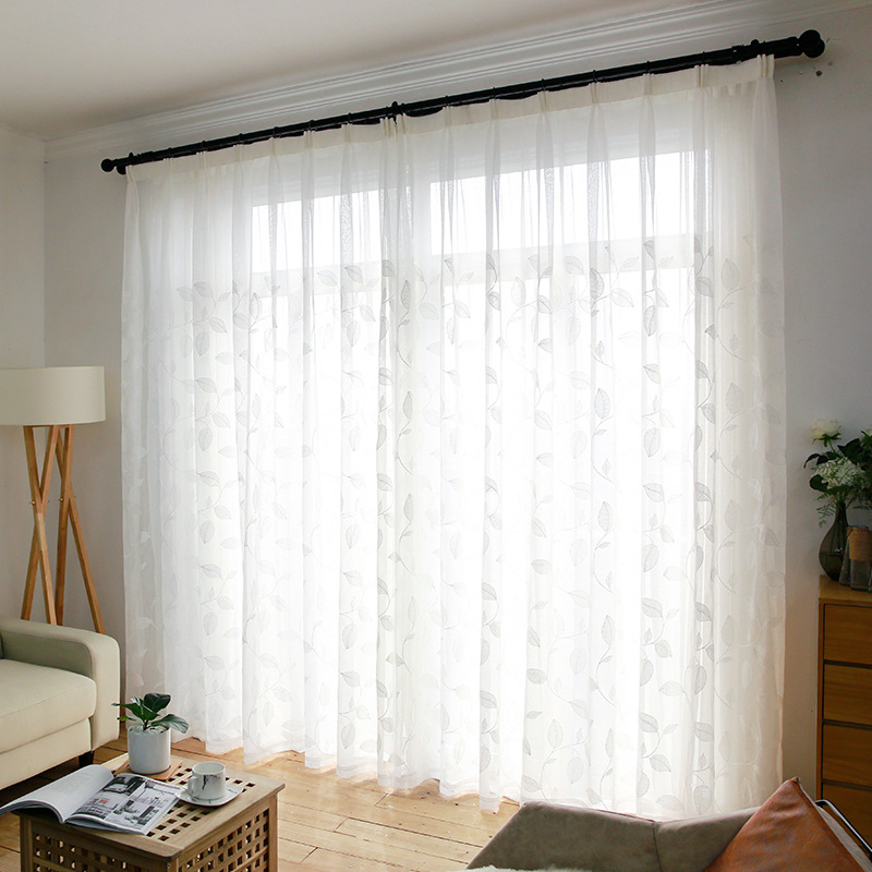 京城派窗帘纱帘白纱绣花窗帘窗纱白色布料阳台半遮光帘子沙飘窗北欧