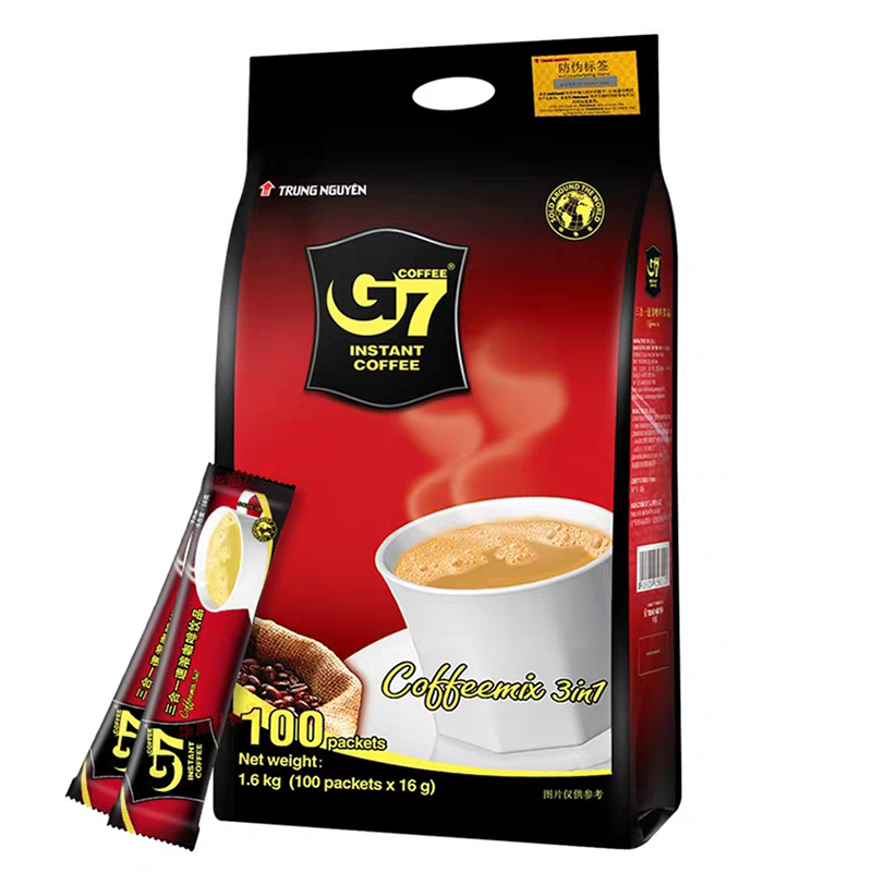 越南进口中原G7原味速溶咖啡1600g(100条) 国际版 实惠装三合一咖啡香浓正品