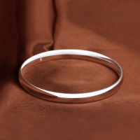 9999纯银手镯女光面闭口实心素圈银镯子时尚饰品年轻款手环送女朋友老婆情人节七夕生日礼物