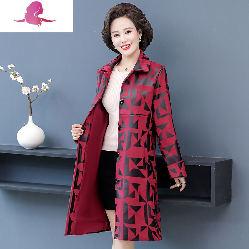 妈妈春秋洋气风衣外套中长款中老年女装外搭时尚上衣50岁薄款气质风衣