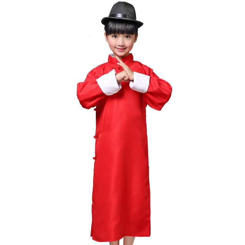 儿童相声演出服装马褂相声大褂五四民国长衫相声服中式长袍表演服藏青