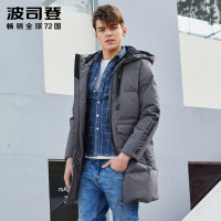 波司登BOSIDENG男士冬季常规款欧美街头连帽个男装中长款羽绒服男B70142005