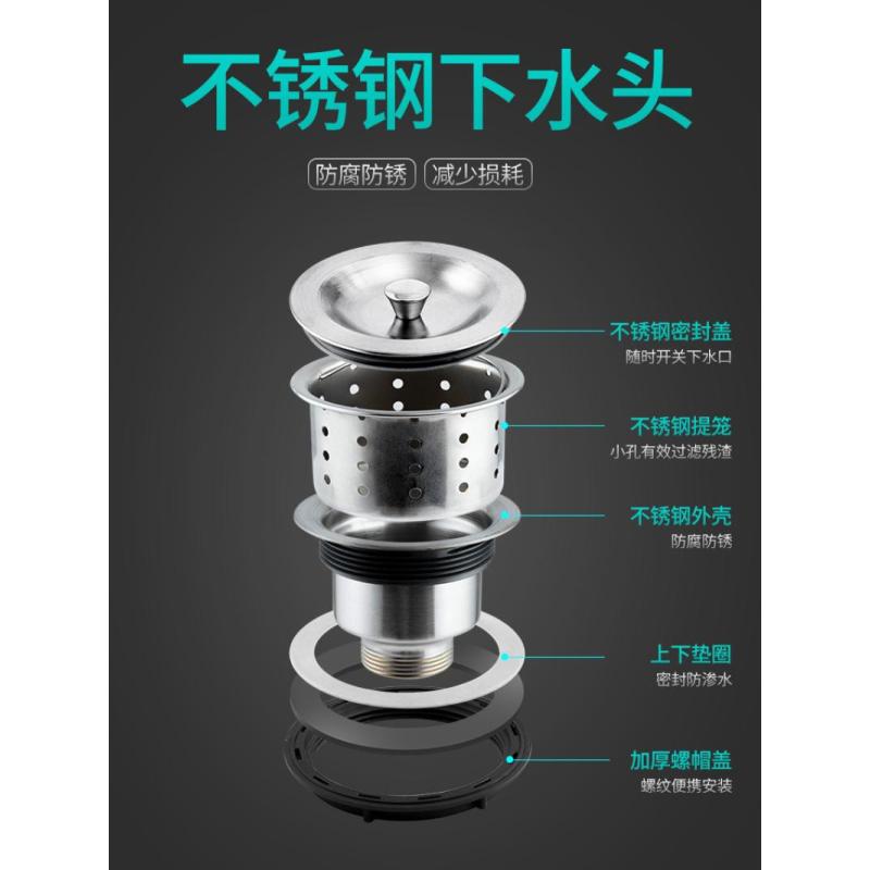 后置靠墙省空间厨房下水器防虫隔渣防臭下水管菜盆下水器--单槽下水管【有溢水口】（尾管长100cm)(不带钢头提篮）
