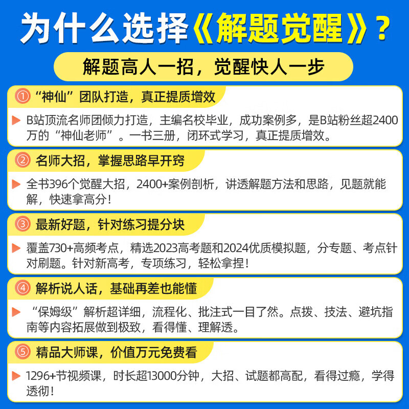 [4本]数学+物理+化学+生物·2025新 全国通用 [正版]2025解题觉醒高中语文数学英语王羽物理 一化儿化学生物政高清大图
