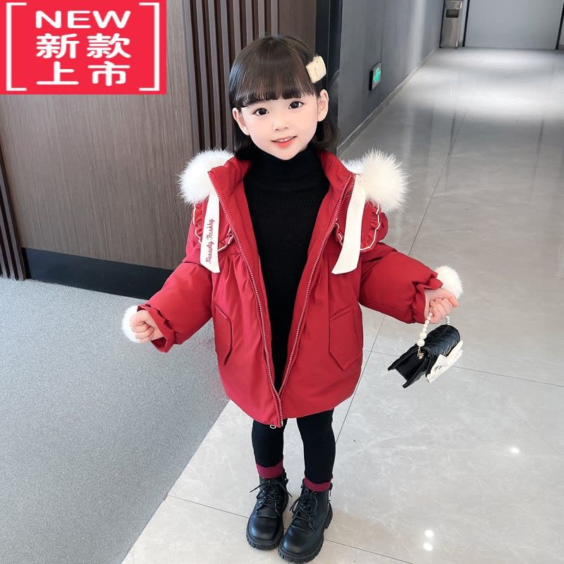 可莉允韩版秋冬季女童加厚羽绒服2022新款女孩宝宝外套儿童轻棉服图片