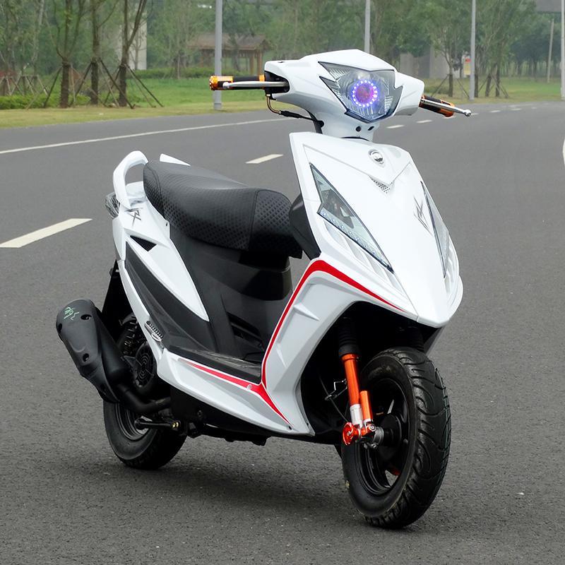 澳派全新战速白幽灵爆改装一三代踏板鬼火摩托车整车燃油助力车125cc