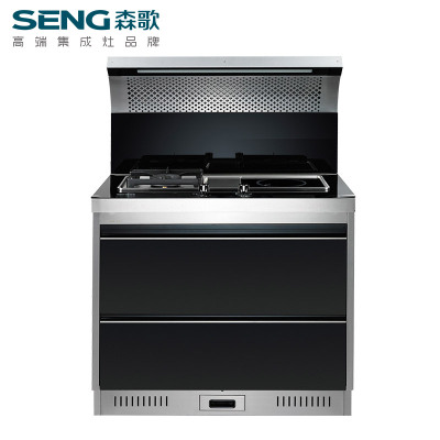 森歌(SENG) 森歌集成灶T1BS环保灶侧吸式下排烟集成灶具抽油烟机燃气灶消毒柜 一体灶 钢化玻璃台面