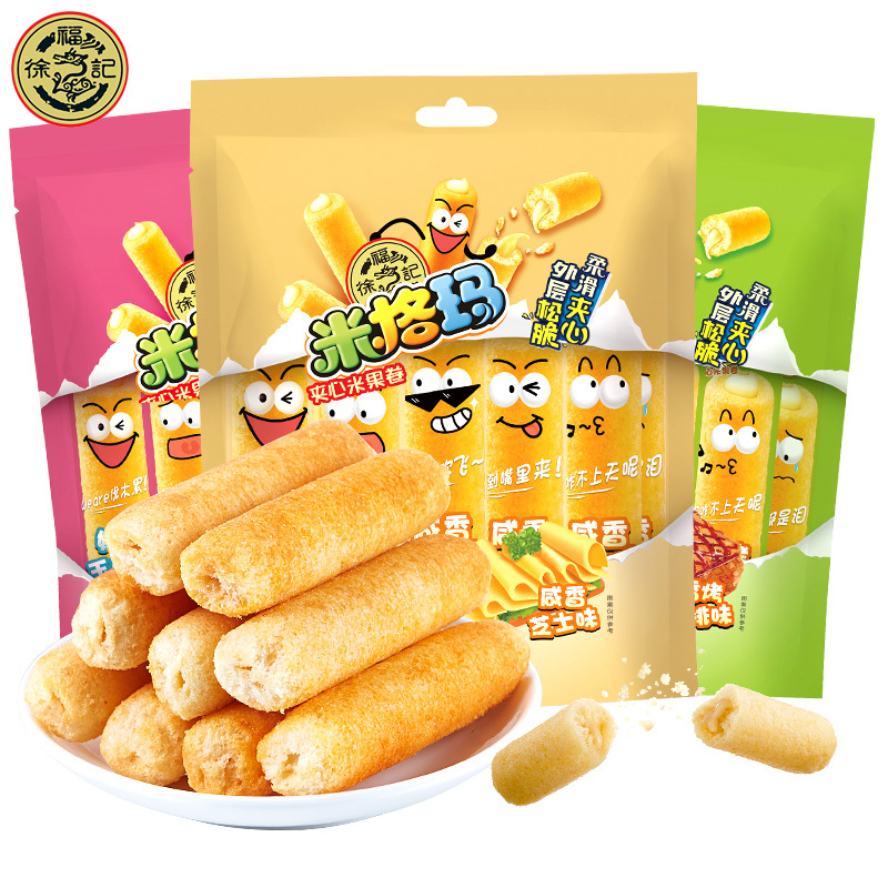 徐福记米格玛米果卷90g袋装早餐儿童夹心能量棒膨化饼干休闲零食