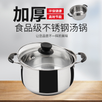 [庆展]庆展汤锅24CM不锈钢复底加厚煲汤汤锅蒸锅熬汤锅小火锅奶锅 家用双耳煮锅燃气电磁炉明火通用PT24-TZF