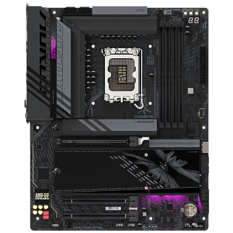 技嘉Z890 AORUS ELITE WIFI7 小雕大板支持CPU Ultra U9-285K U7-265K LGA 1851台式电脑主板电竞游戏主机高清大图