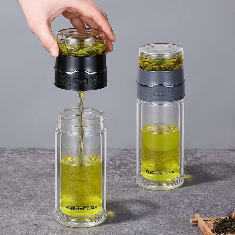富光fga双层玻璃杯大容量茶水分离水杯便携男女家用茶杯
