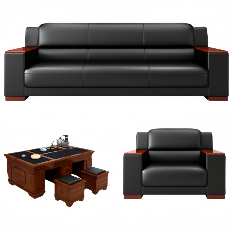 悦兴诚会客沙发206*84*93cm(1+3+茶几)套高清大图