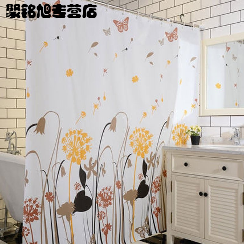 卫生洗澡间浴帘布浴室淋浴防水花纹加厚防霉挂拉帘子宜家隔断厕所窗帘生活日用家庭清洁生活日用浴室用品浴帘
