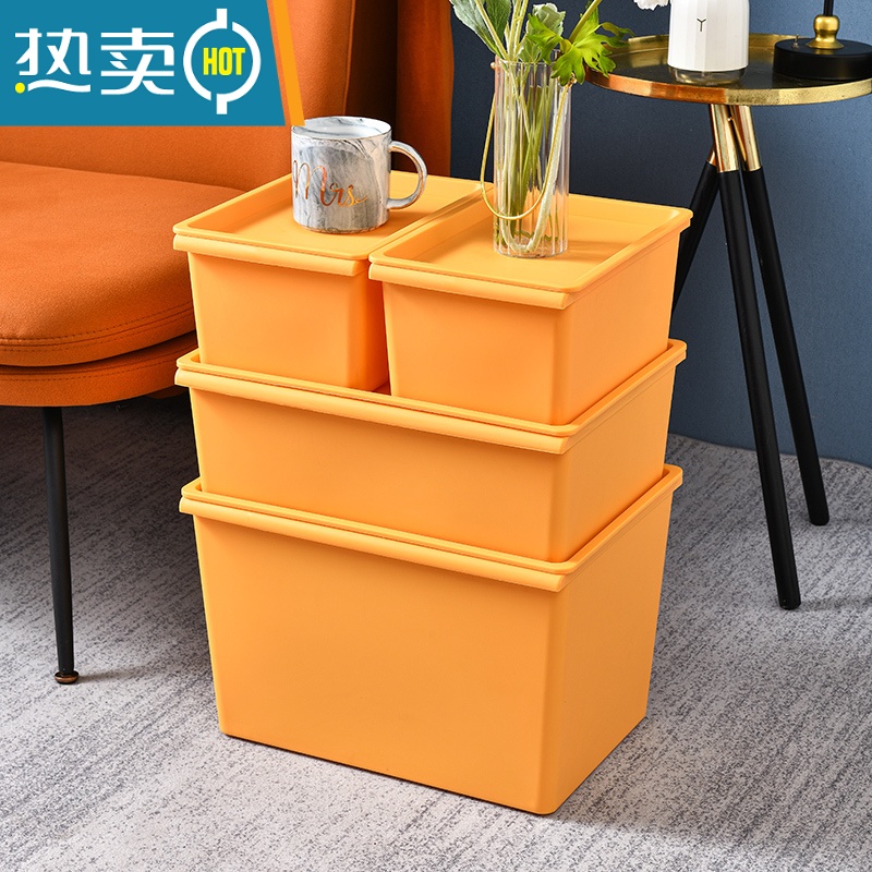 敬平学生收纳箱书箱有盖整理箱衣服小号箱子零食盒子储物盒桌面收纳盒 慕斯黄