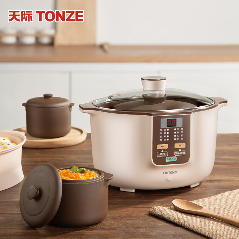 天际电炖炖锅陶瓷内胆单胆煲汤煮粥锅1-2L/1.8升隔水炖盅燕窝甜品多功能家用全自动预约定时1-3人多功能大容量小炖盅
