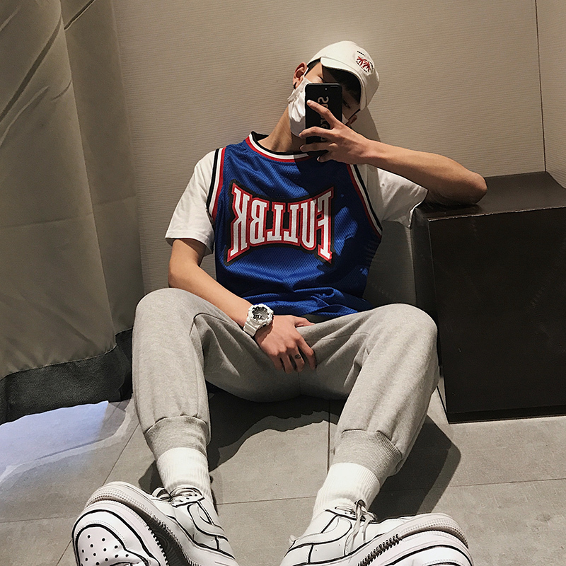 夏季潮裤腿高螺纹设计 束脚薄款卫衣男女休闲裤小脚情侣裤长裤子