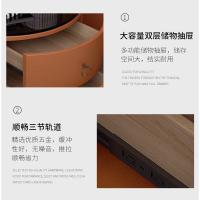 兰秀家居 轻奢岩板智能床头柜现代简约多功能带灯无线充电卧室家具小柜子储物柜极简小型皮质床边柜收纳柜