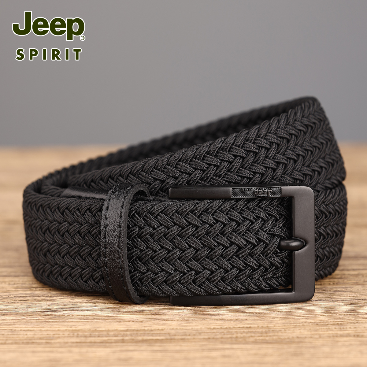 Jeep吉普战术弹力编织免打孔军训腰带男女潮弹性休闲帆布皮带腰女高清大图