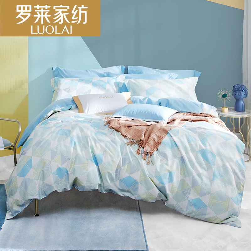 罗莱家纺全棉亲肤细腻春秋双人床四件套