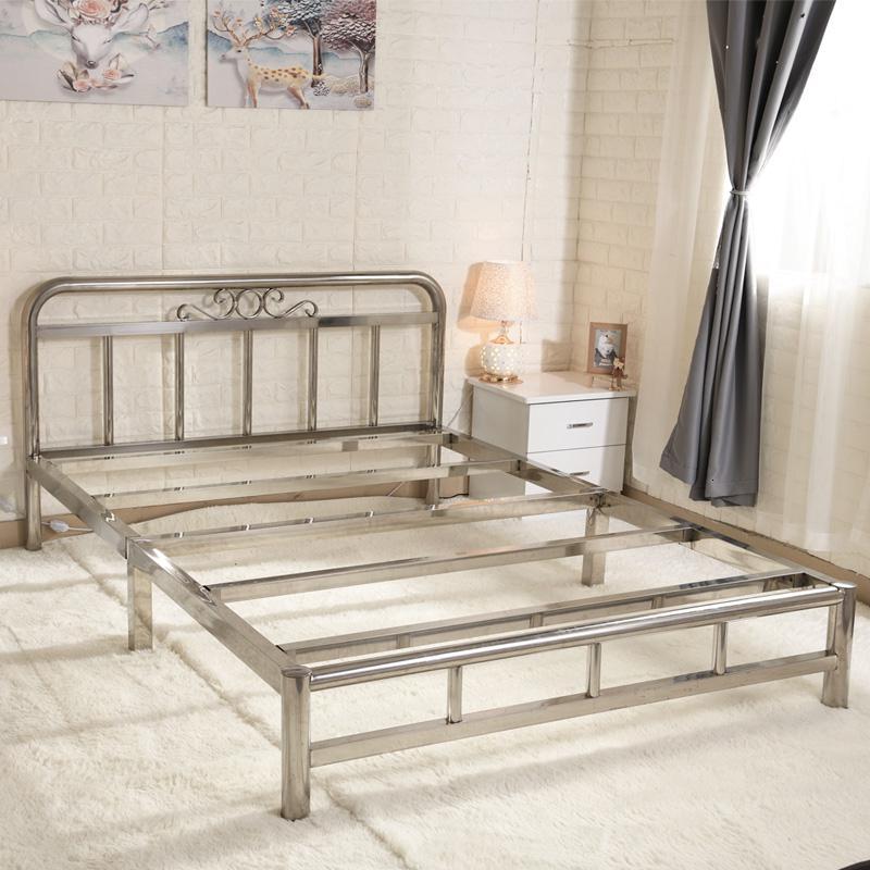 不锈钢床 铁架床1.5/1.8米单人双人床欧式现代简约出租床铁艺床架