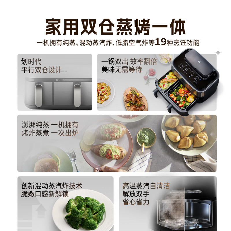 飞利浦双仓空气炸锅NA555高清大图