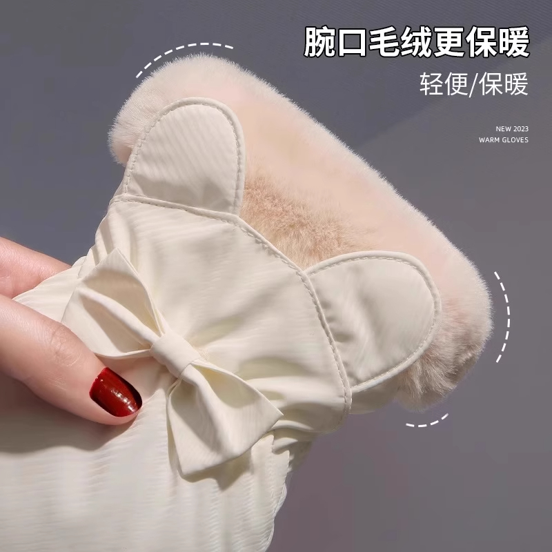啄木鸟手套女2025冬季新款加厚保暖可触屏骑行电动车加绒防寒手寒高清大图