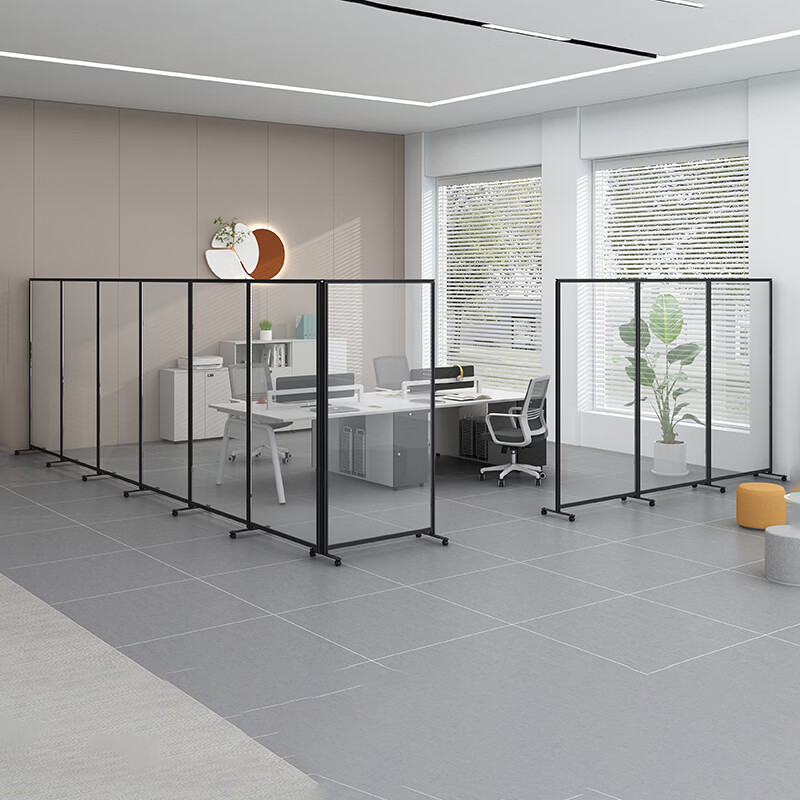 苏宁 质凡 办公室亚克力隔断折叠移动挡板(透明亚克力)/ZF-GD013/1.0米宽*1.5米高高清大图