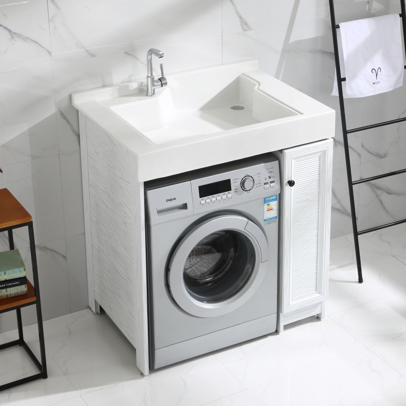 可定制阳台洗衣机柜组合闪电客白色太空铝洗衣柜小户型洗衣机伴侣一体