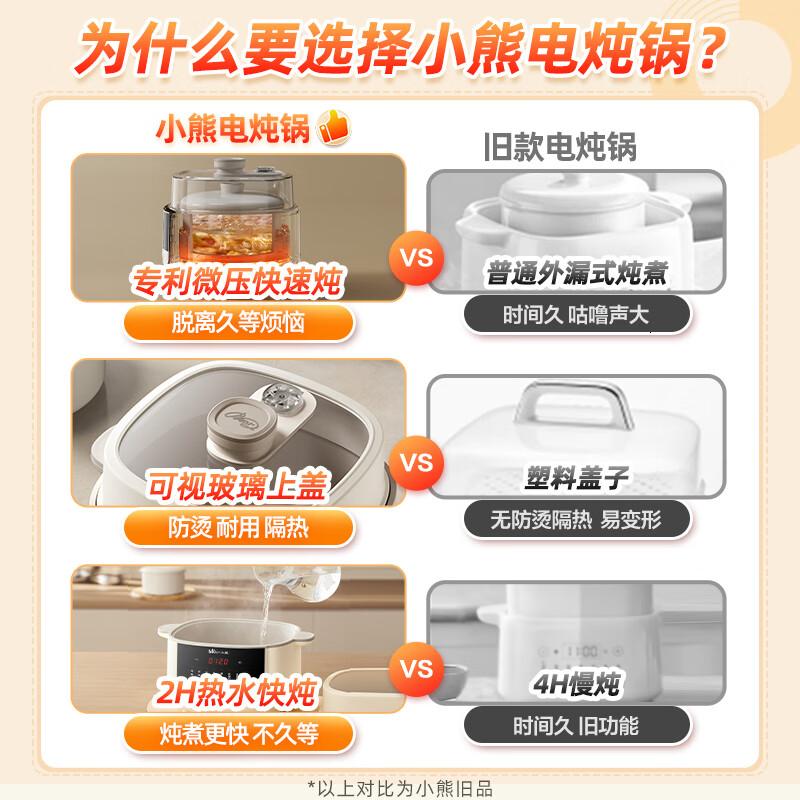 小熊(Bear)电炖锅 炖盅 隔水炖锅炖汤盅煲汤锅 电炖盅4.1L家用2-4人微压电炖锅DDZ-J25G2高清大图