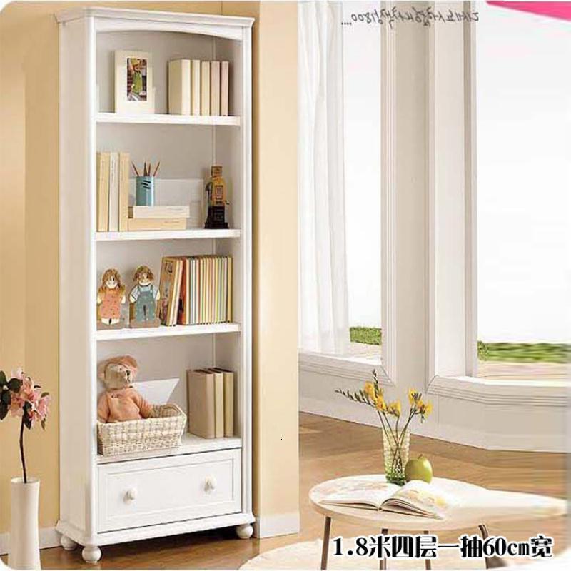 森美人韩式田园实木书柜储物柜展示收纳置物柜现代儿童落地书橱书架 1.8米四层一抽60cm宽(现货)0.6-0.8米宽