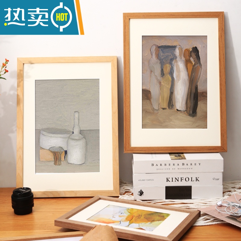 敬平实木相框挂墙装裱4k开8K拼图照片海报a4A3原木画框木质大尺寸外框 复古木纹 4开挂墙[内径38.2*53.2cm高清大图