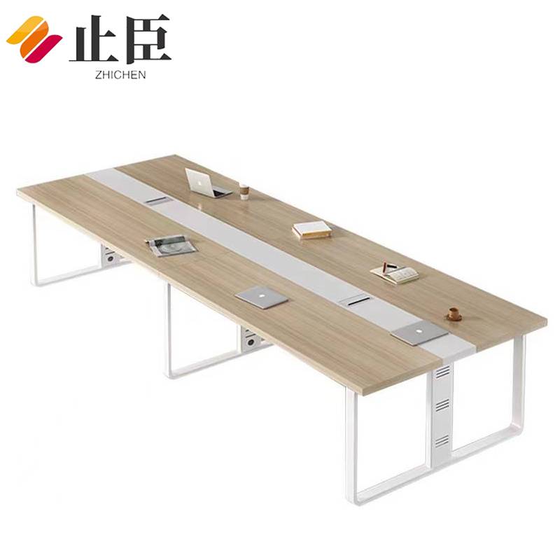 止臣 会议桌 办公家具现代简约会议桌接待洽谈桌培训桌贴木皮会议桌钢制会议桌办公桌 E3高清大图